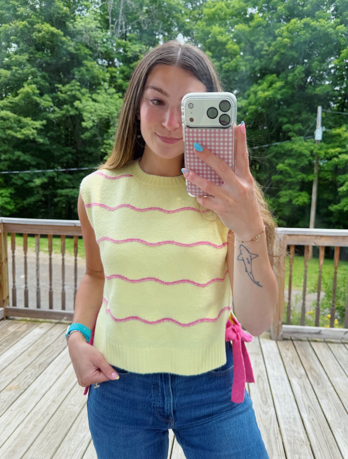 Buttercup and Blush Sweater Vest Tie Tank