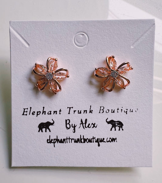 Dainty Rose Gold Flower Stud Earrings