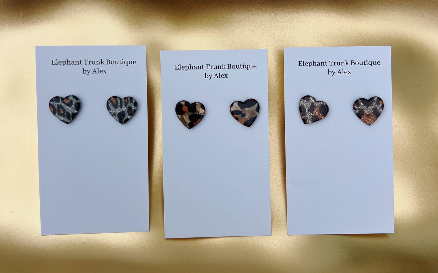 Valentines Leopard Heart Stud Earrings