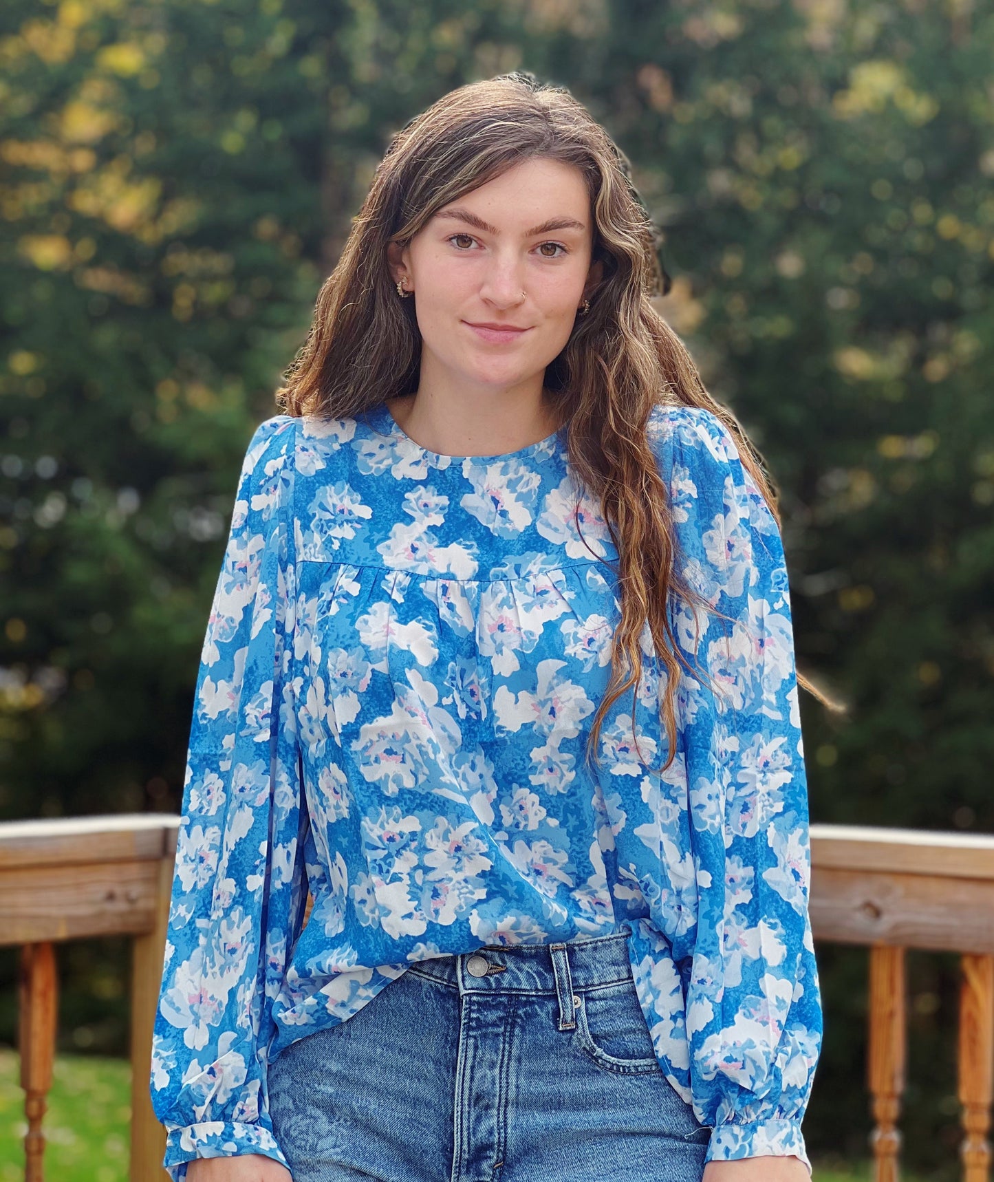 Chasing You Blue Floral Blouse