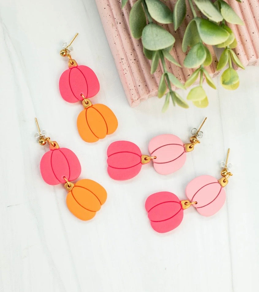 Pumpkin Duo Clay Earrings