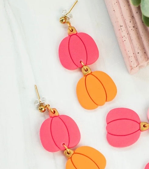 Pumpkin Duo Clay Earrings