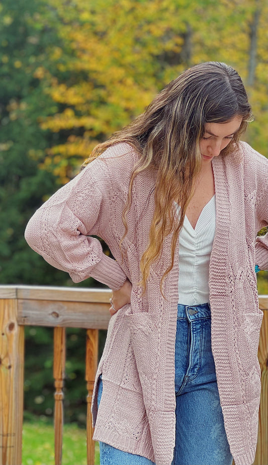 Points to Cozy Cable Knit Sweater Cardigan