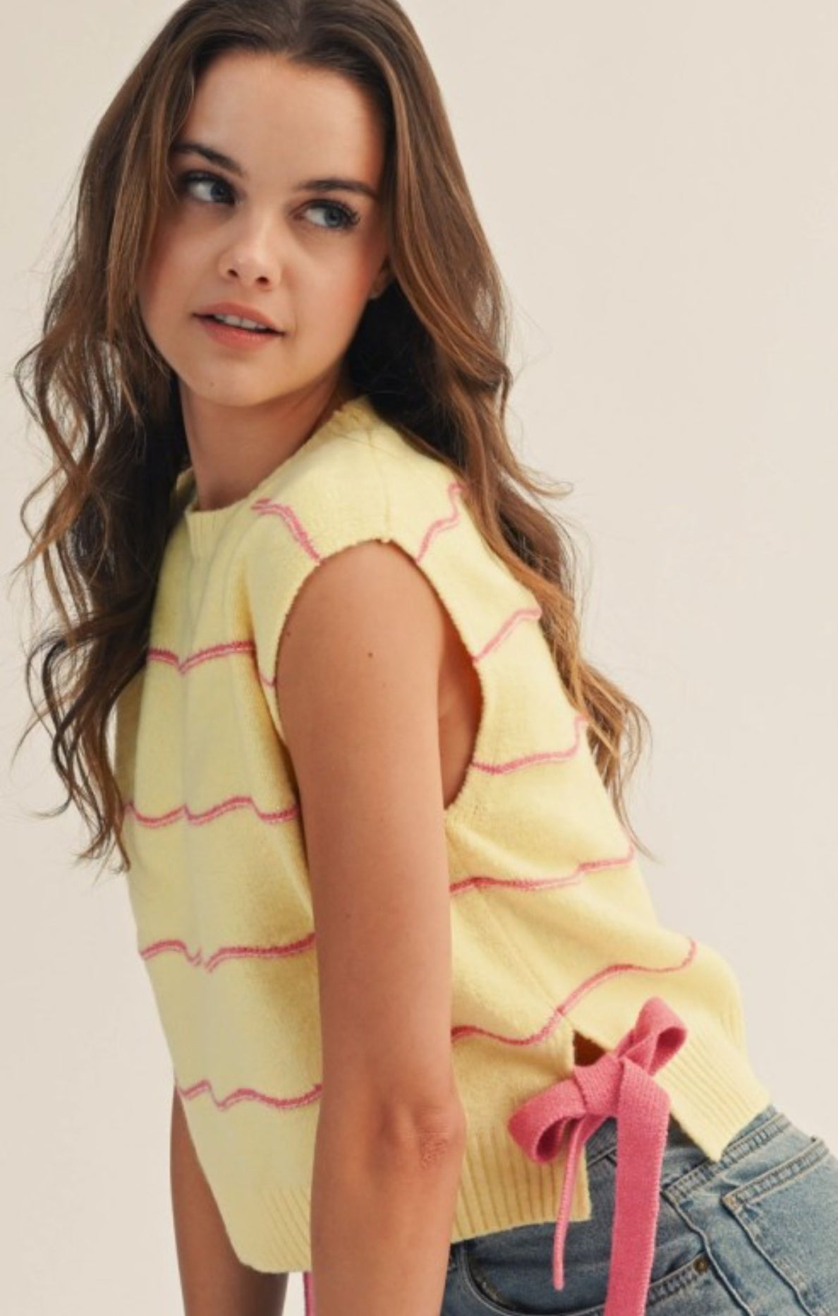 Buttercup and Blush Sweater Vest Tie Tank