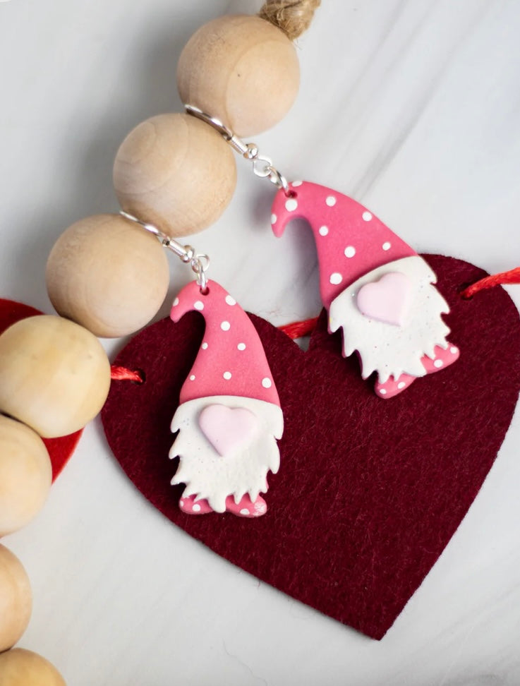 Valentines Gnome Dangle Earrings