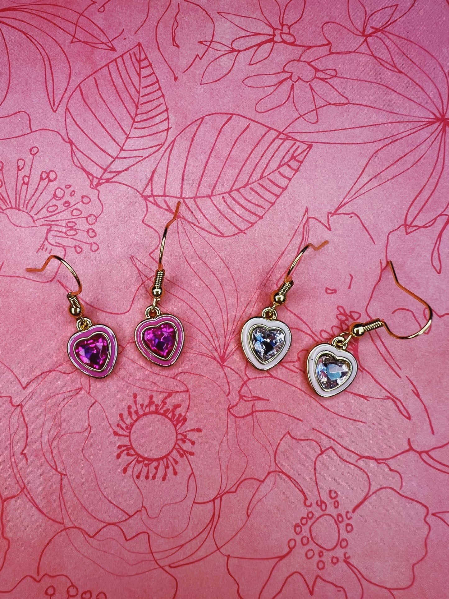 Valentines Heart Handmade Dangle Fishook Earrings