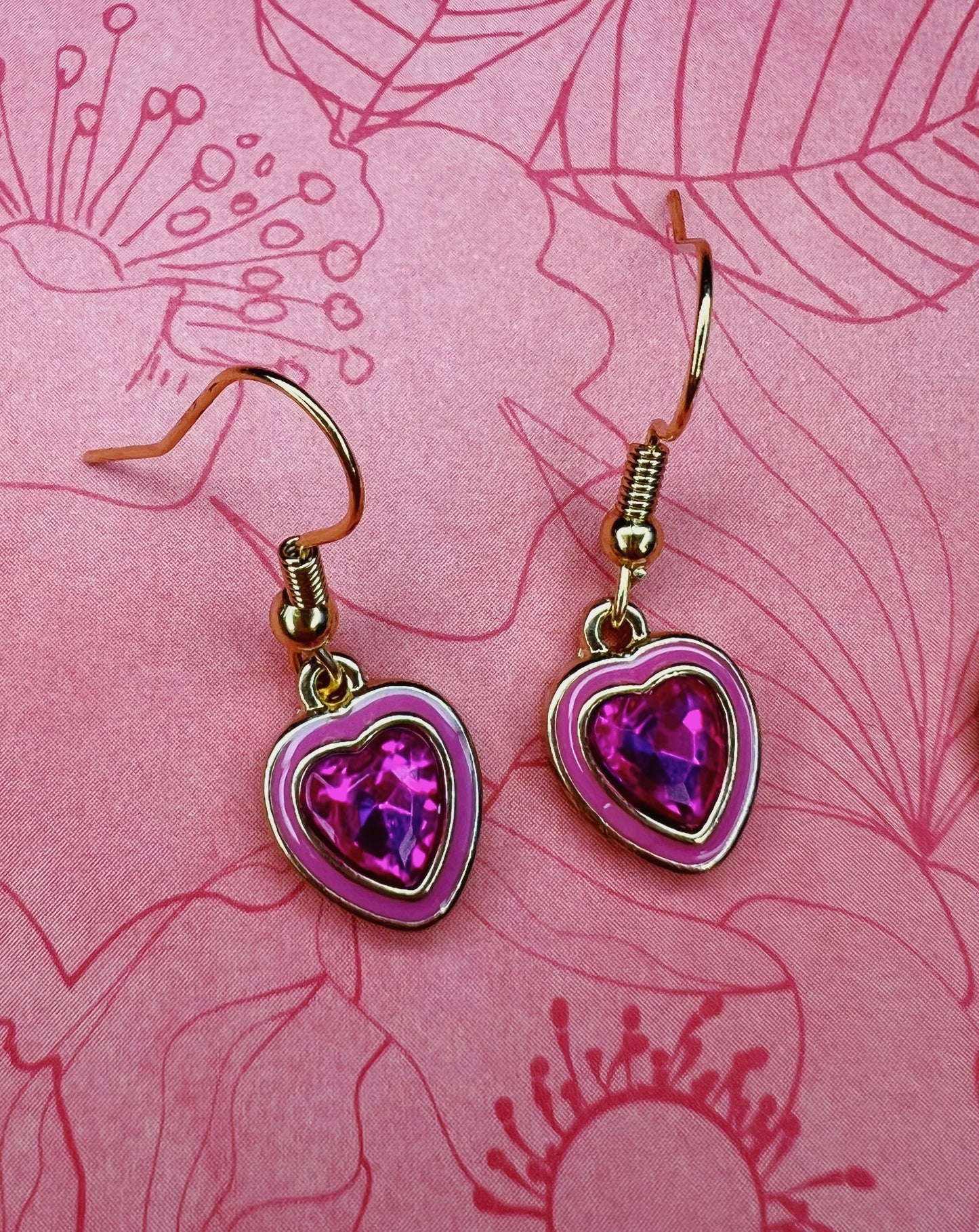 Valentines Heart Handmade Dangle Fishook Earrings