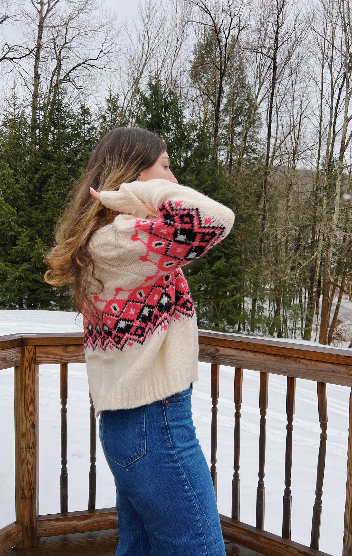 Called You Mine Pink Diamond Fair Isle Sweater