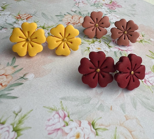 Flower Stud Clay Earrings