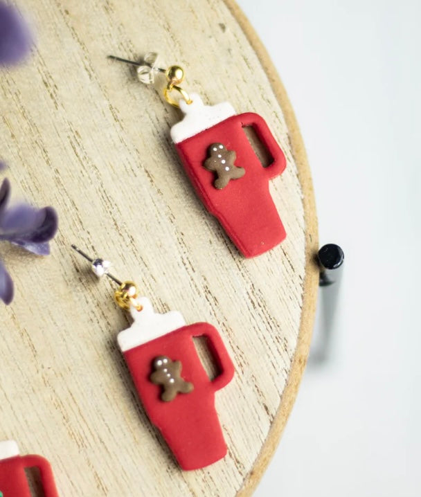 Christmas Coffee & Stanley Cups Clay Earrings
