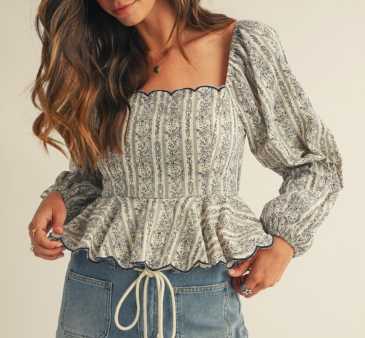 The Bluebell Darling Scalloped Blouse