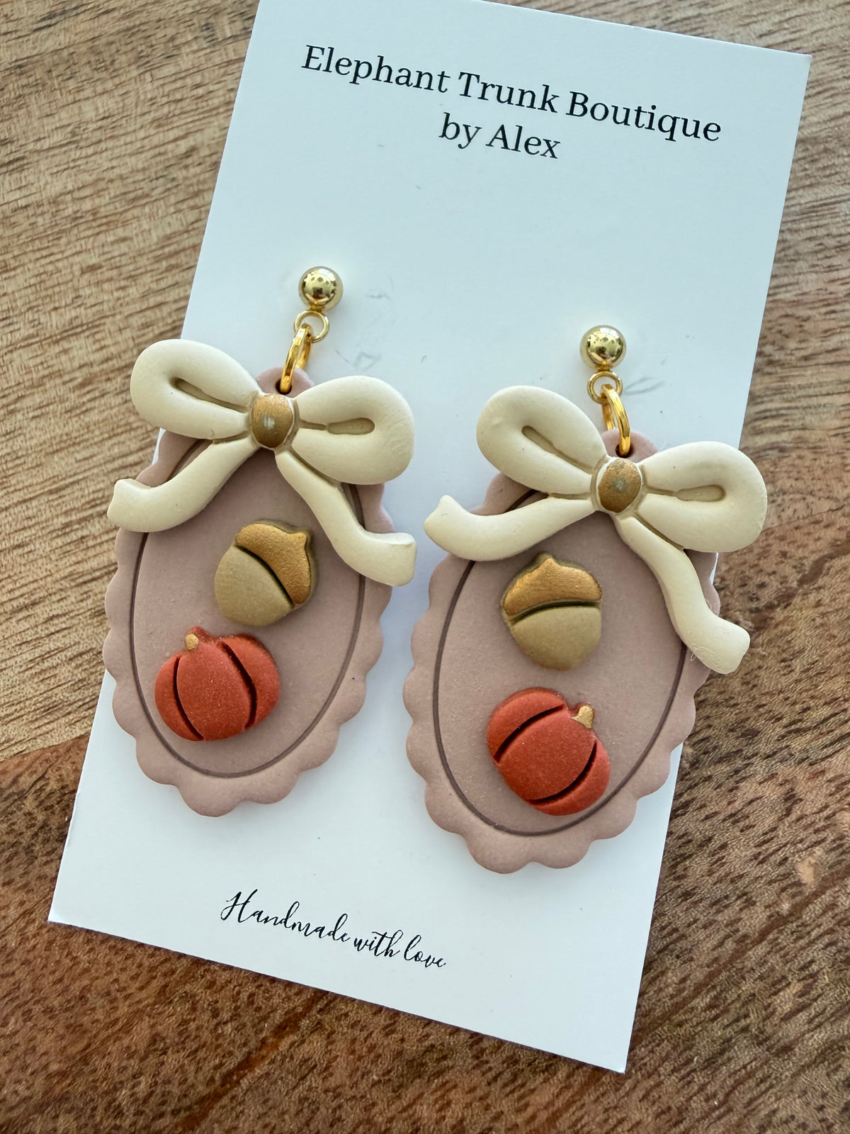 Fall Frame Bow Clay Earrings