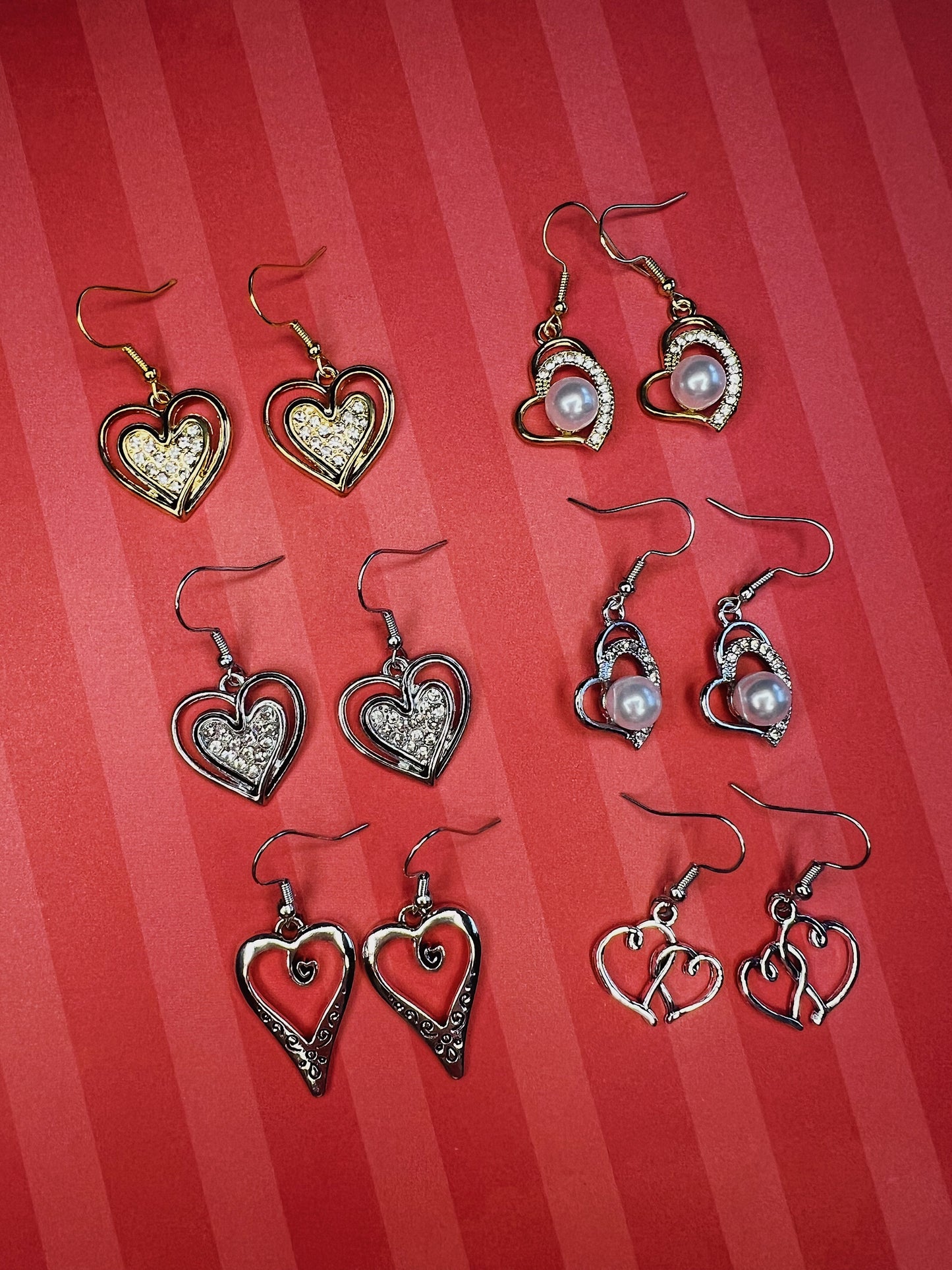 Valentines Heart Handmade Dangle Fishook Earrings
