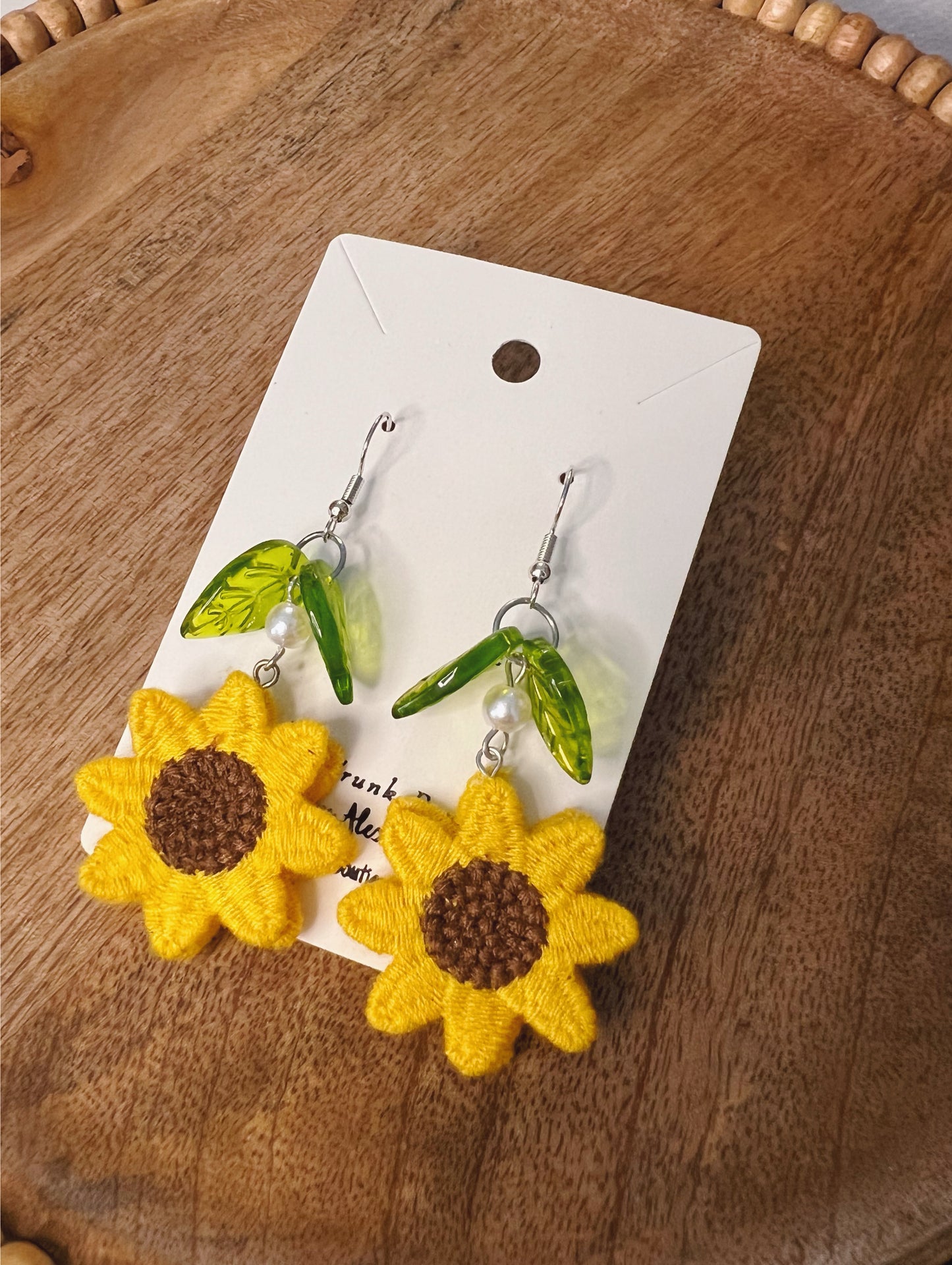 Knit Sunflower Dangles