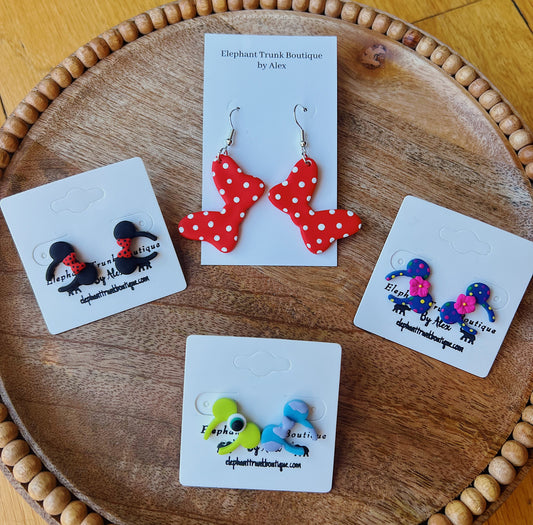 Minnie Mouse Clay Earrings