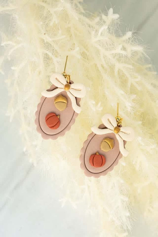 Fall Frame Bow Clay Earrings