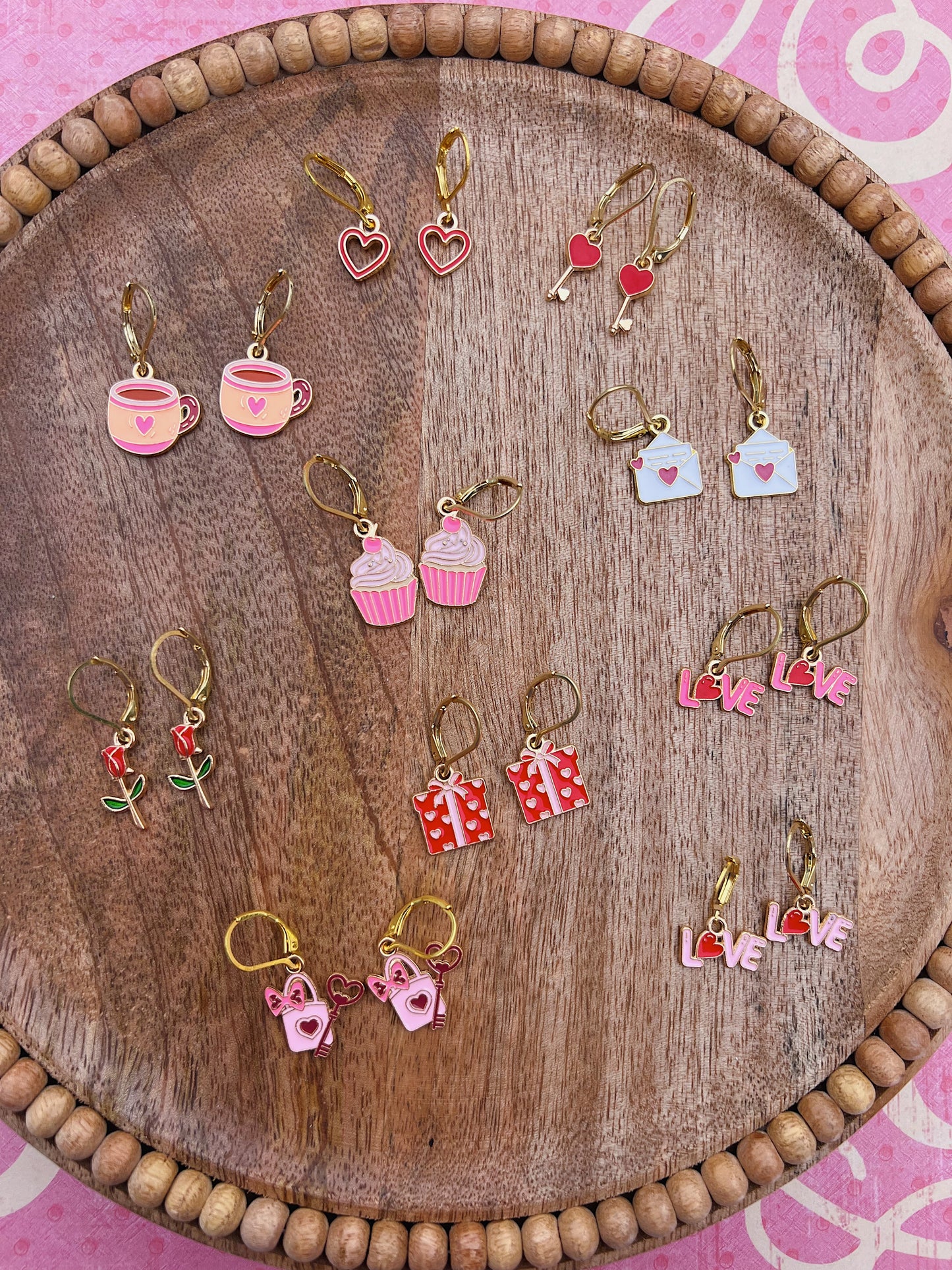 Handmade Valentines Day Collection Dangle Earrings