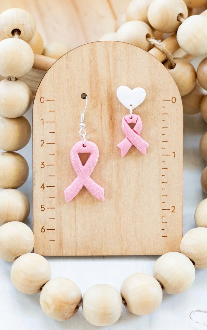 Breast Cancer Ribbon Sparkling Dangle