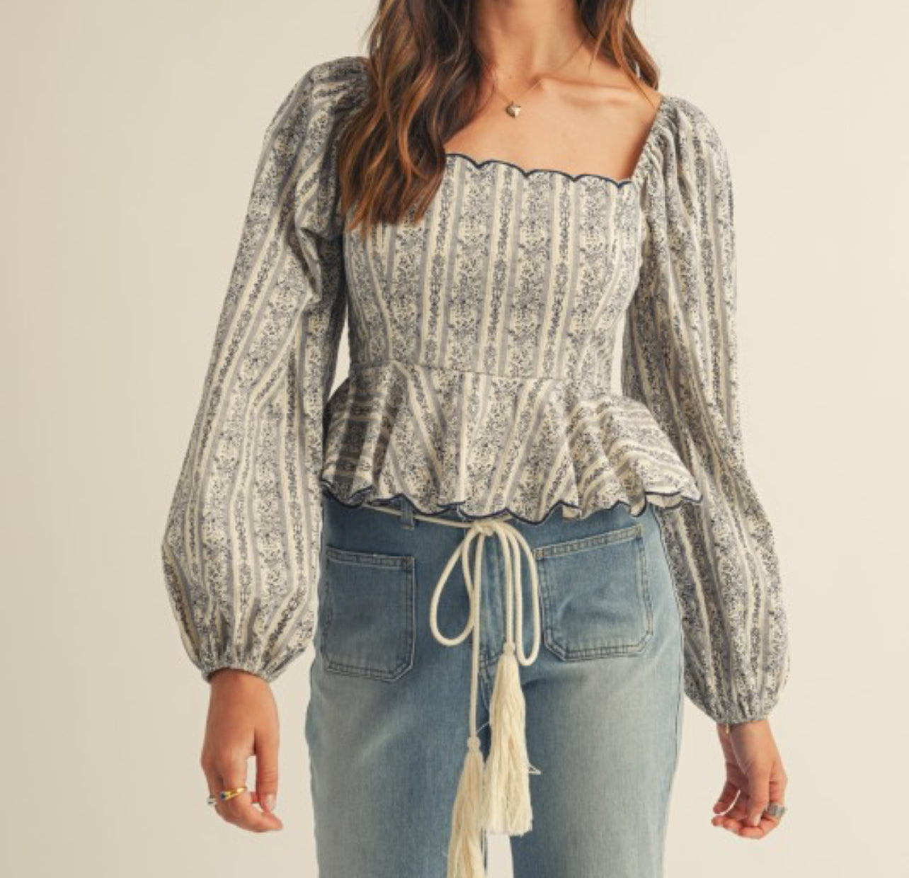 The Bluebell Darling Scalloped Blouse