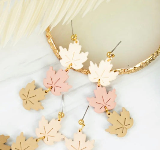 Leaf Dangle Trio Clay Earrings