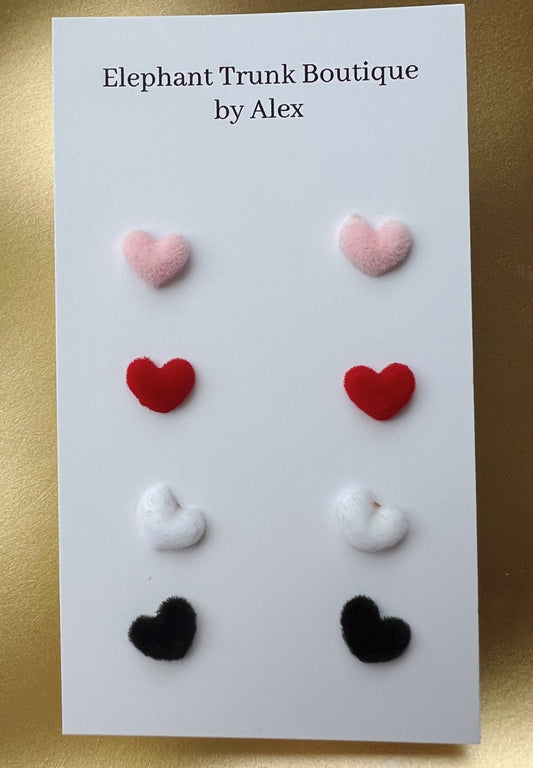 Valentines Heart Stud Earrings Pack of 4