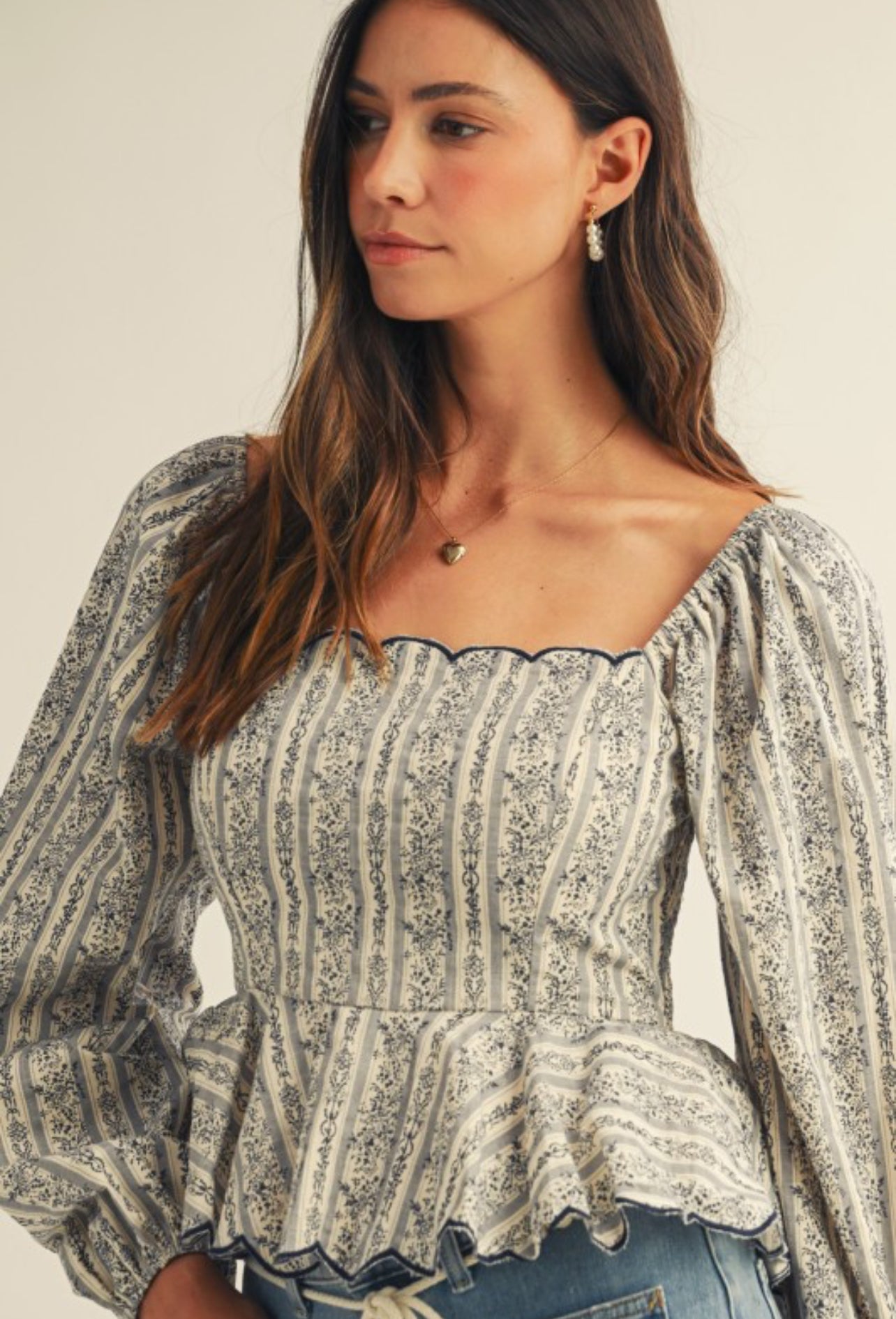 The Bluebell Darling Scalloped Blouse