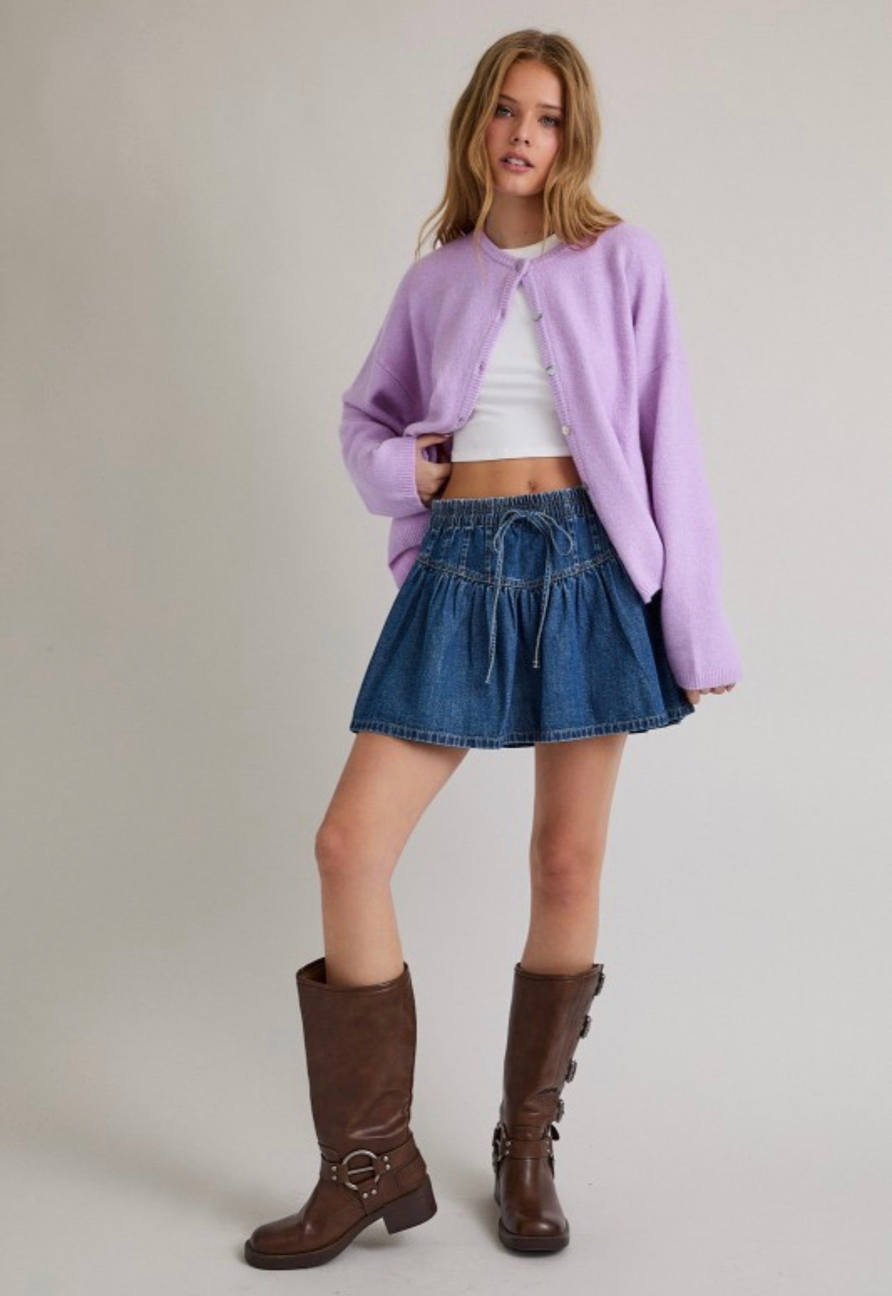 Lavender Cloud Crewneck Cardigan