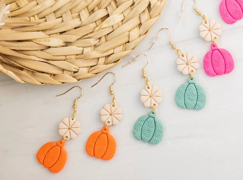 Pumpkin Duo Clay Earrings