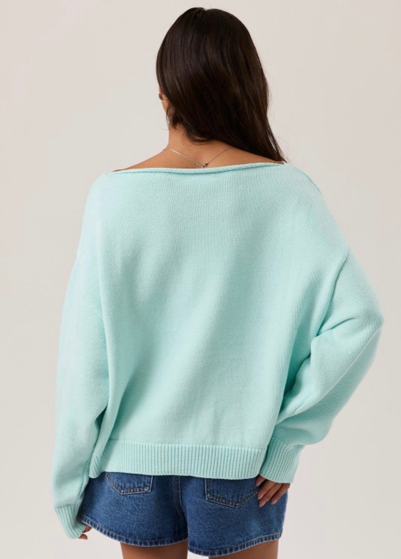 Sail Away Boat Neck Sweater in Mint