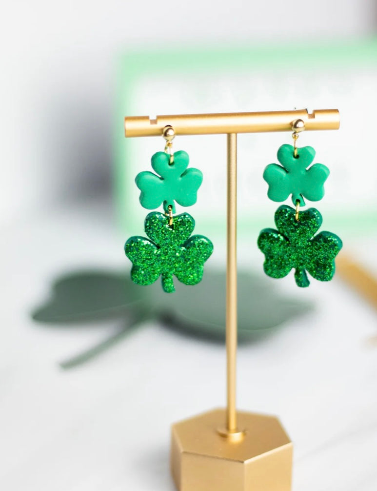 St Patrick’s Day Shamrock Duo Earrings