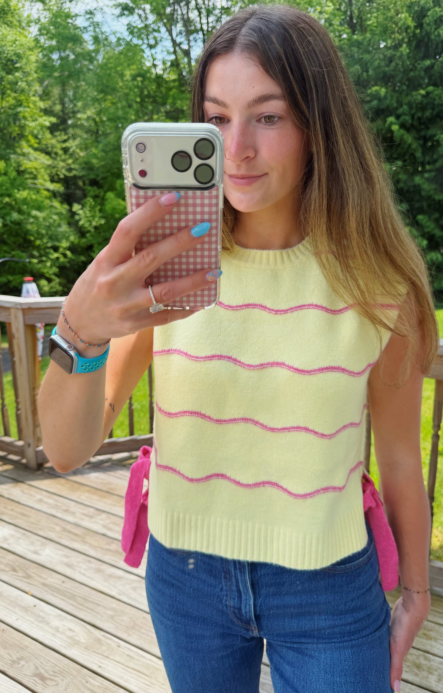 Buttercup and Blush Sweater Vest Tie Tank