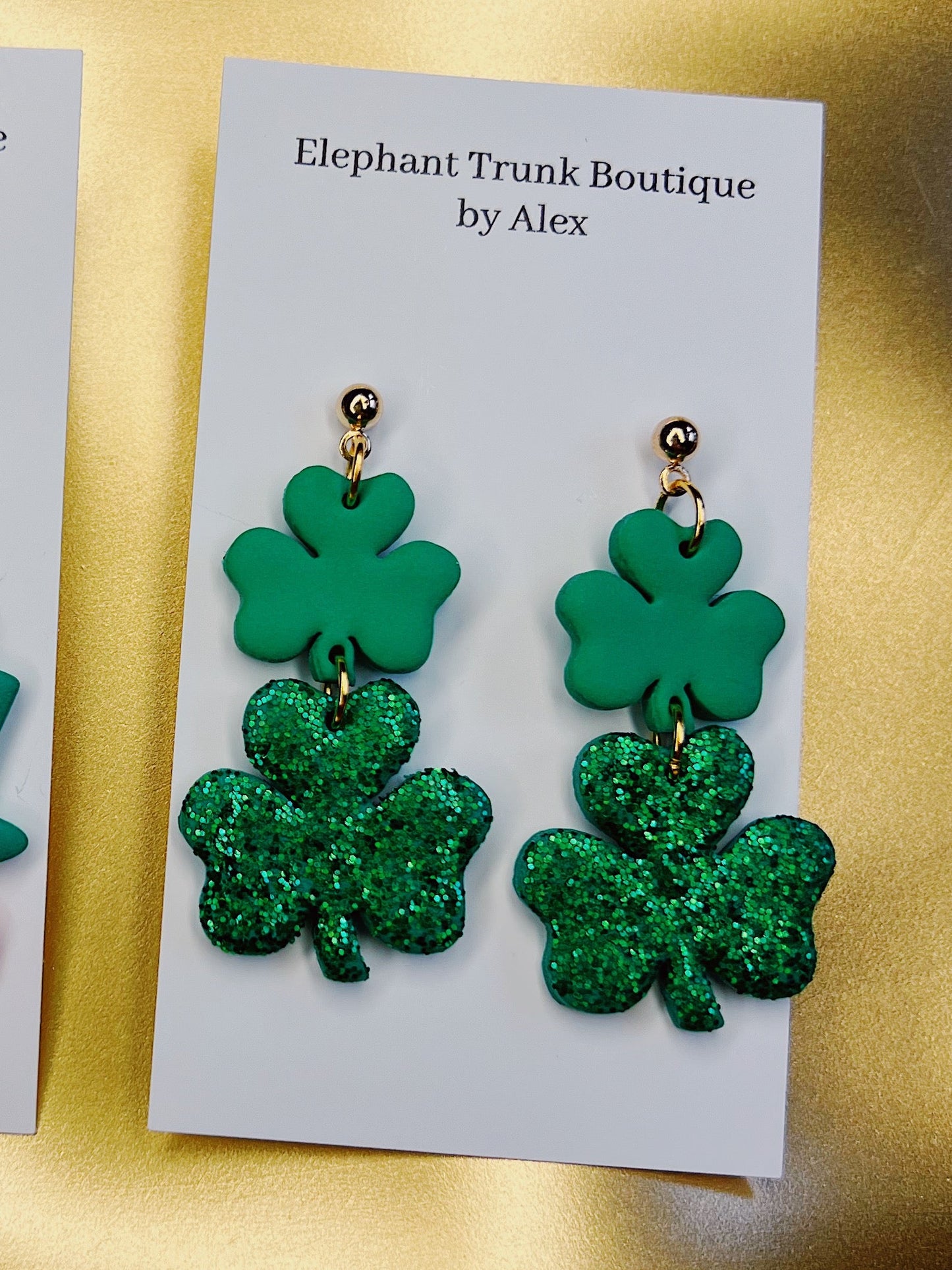 St Patrick’s Day Shamrock Duo Clay Earrings