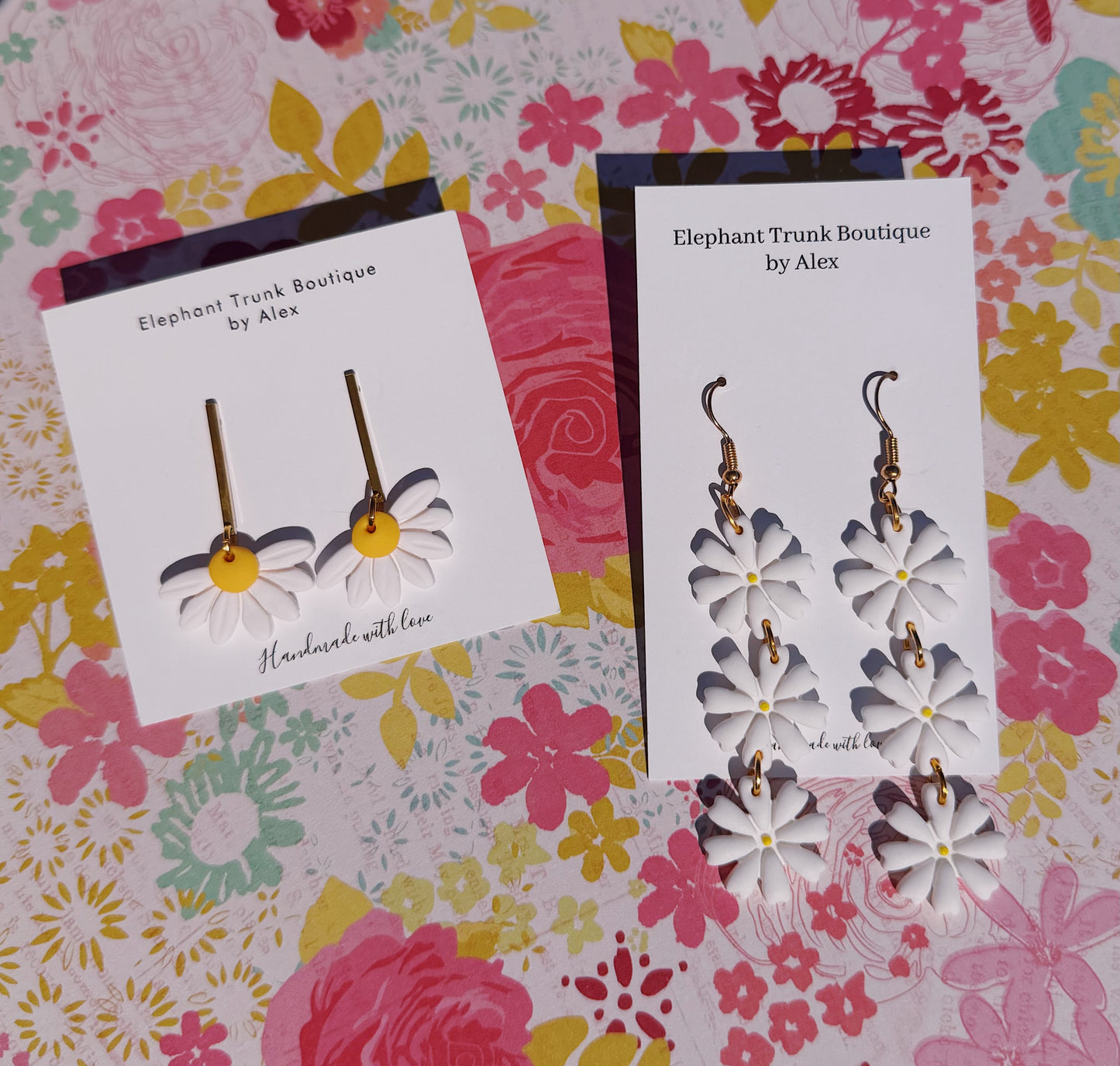 White Daisy Clay Earrings