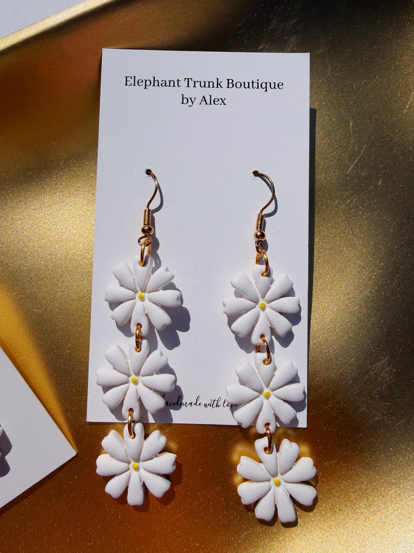 White Daisy Clay Earrings
