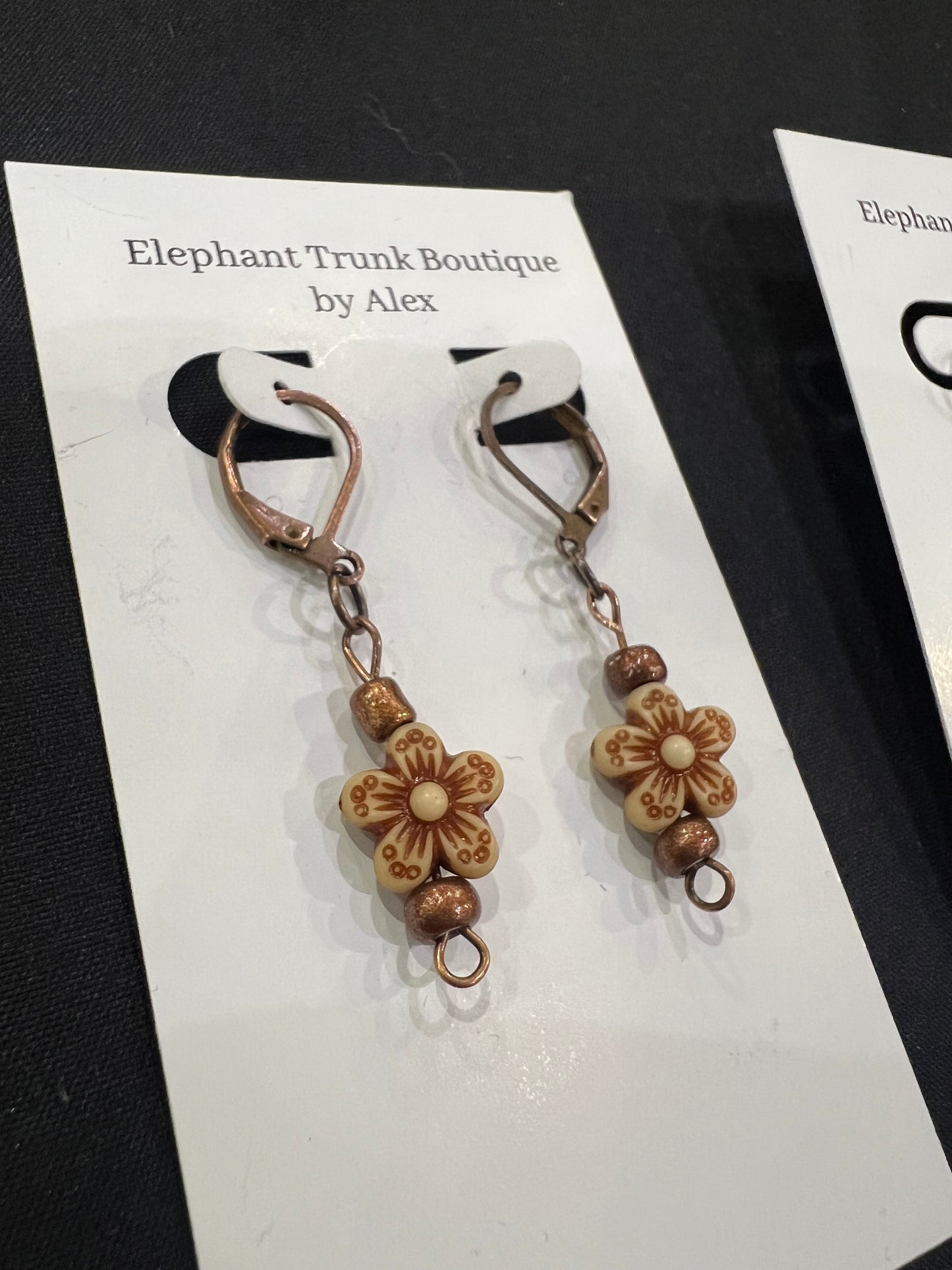 Cinnamon Spice Flower Dangle Earrings