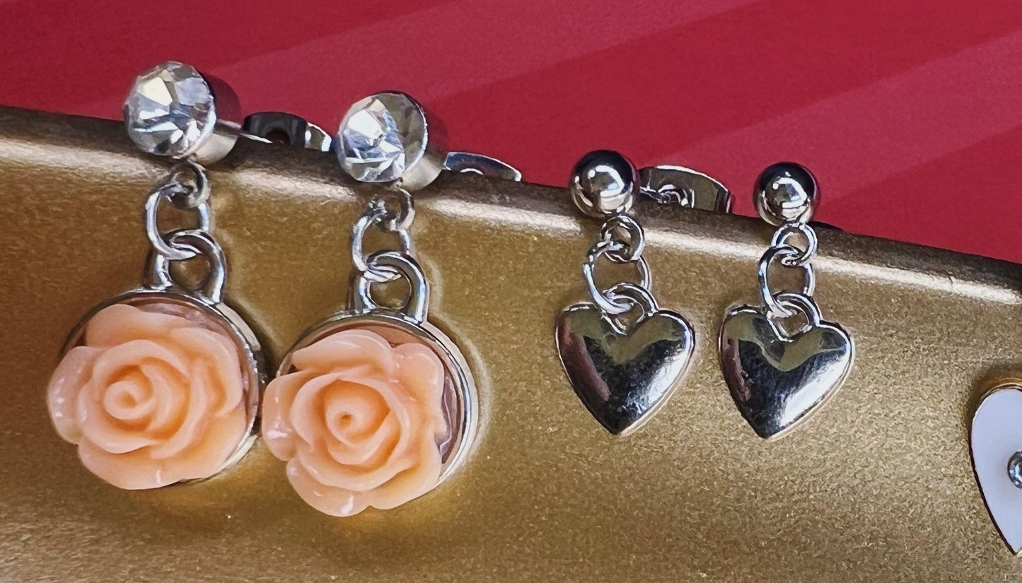 Valentines Stud Dangle Handmade Earrings