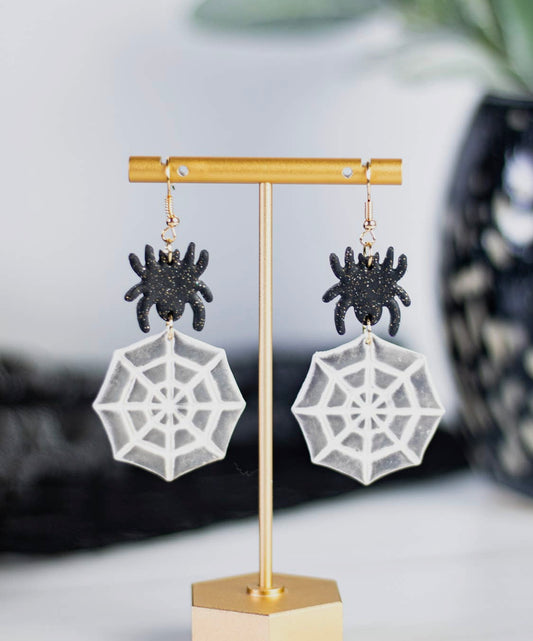 Spider Web Clay Earrings