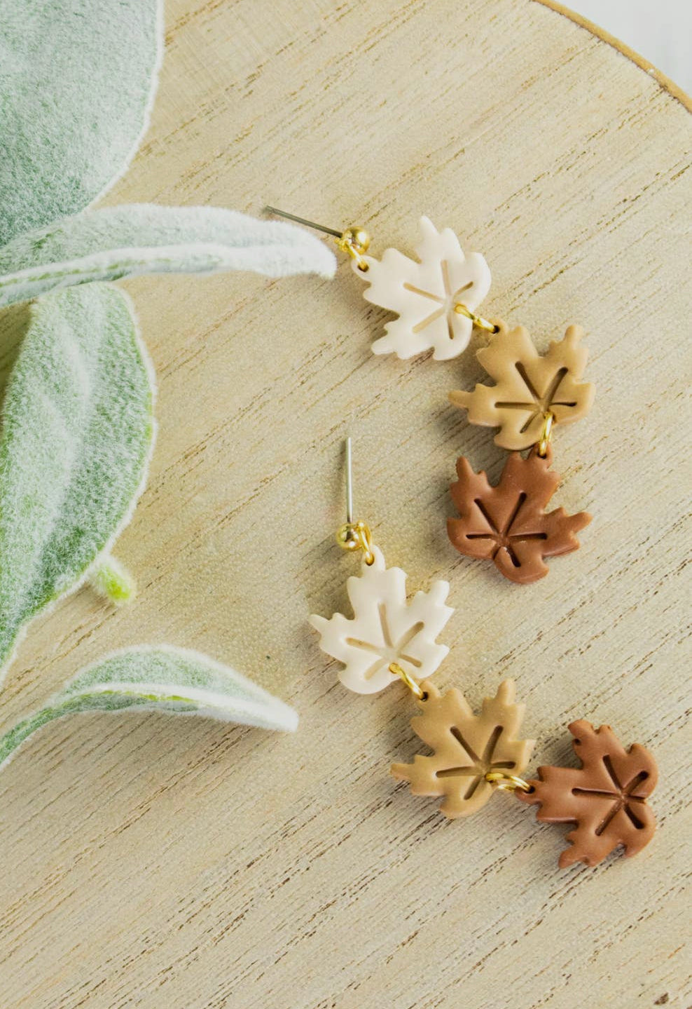 Leaf Dangle Trio Clay Earrings