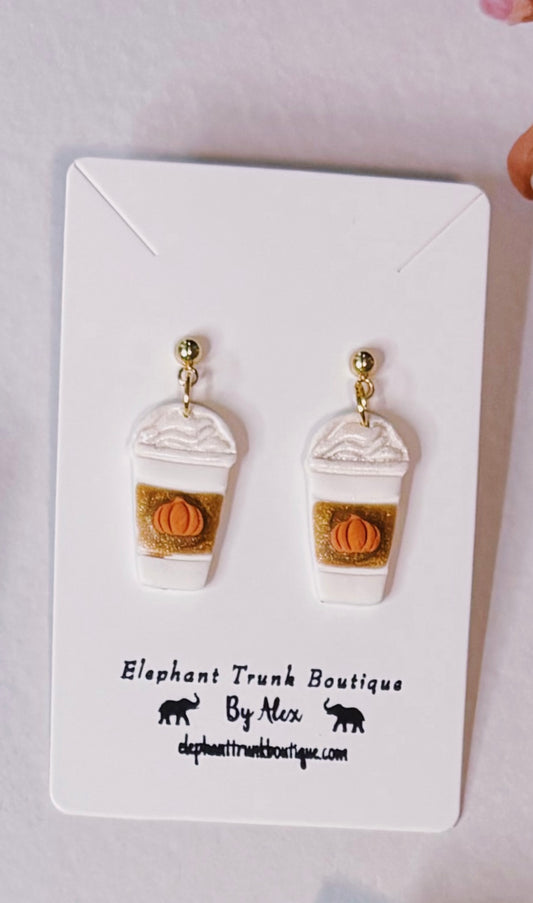 Pumpkin Spice Latte Clay Earrings