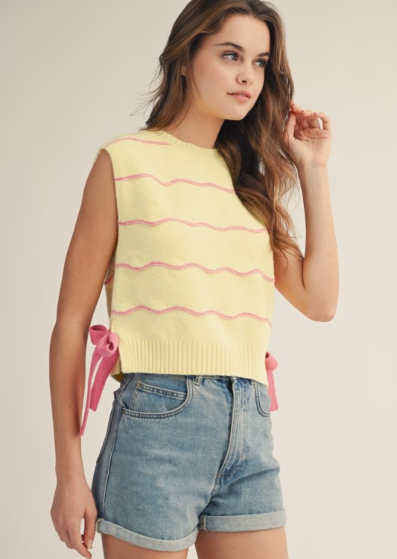 Buttercup and Blush Sweater Vest Tie Tank