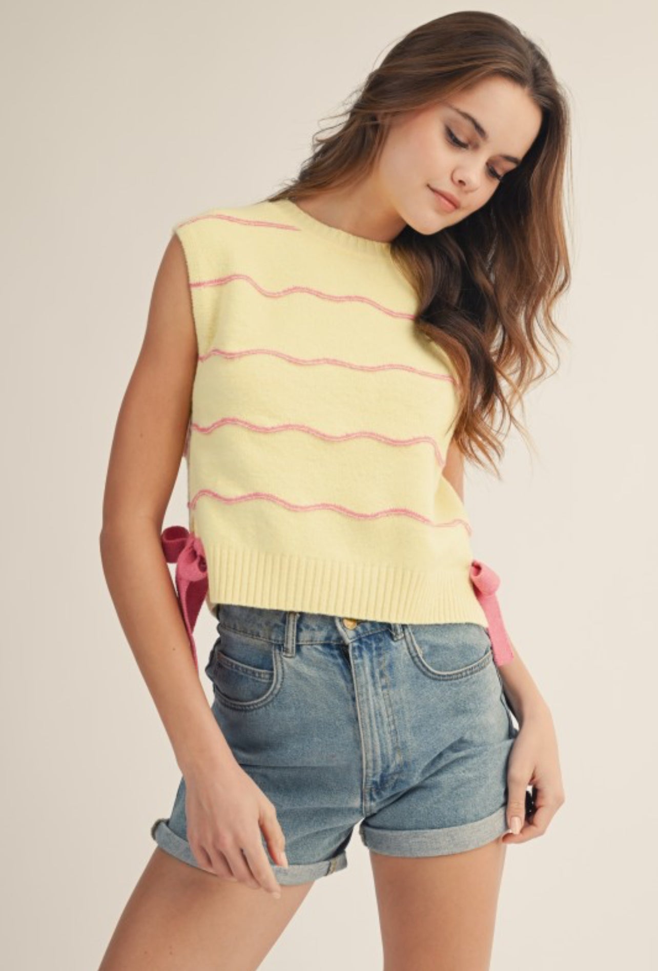 Buttercup and Blush Sweater Vest Tie Tank