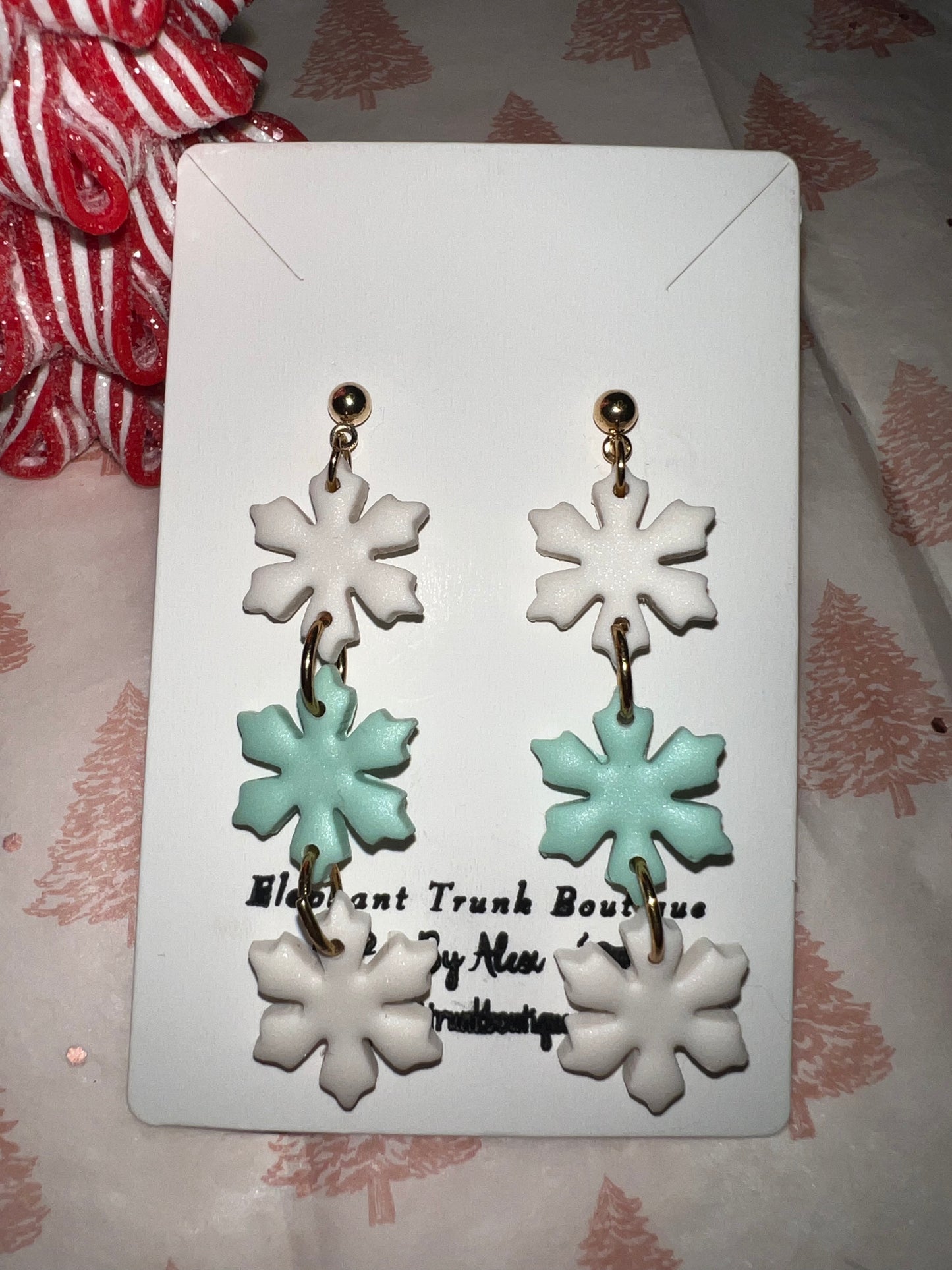 Snowflake Trio Clay Dangle Earrings