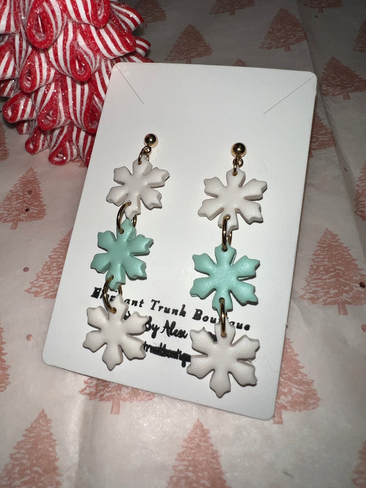 Snowflake Trio Clay Dangle Earrings