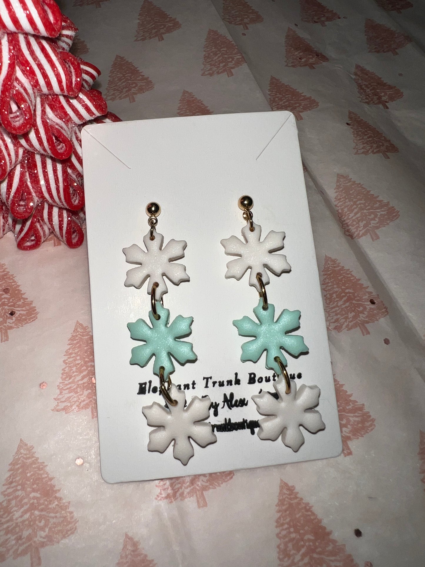 Snowflake Trio Clay Dangle Earrings