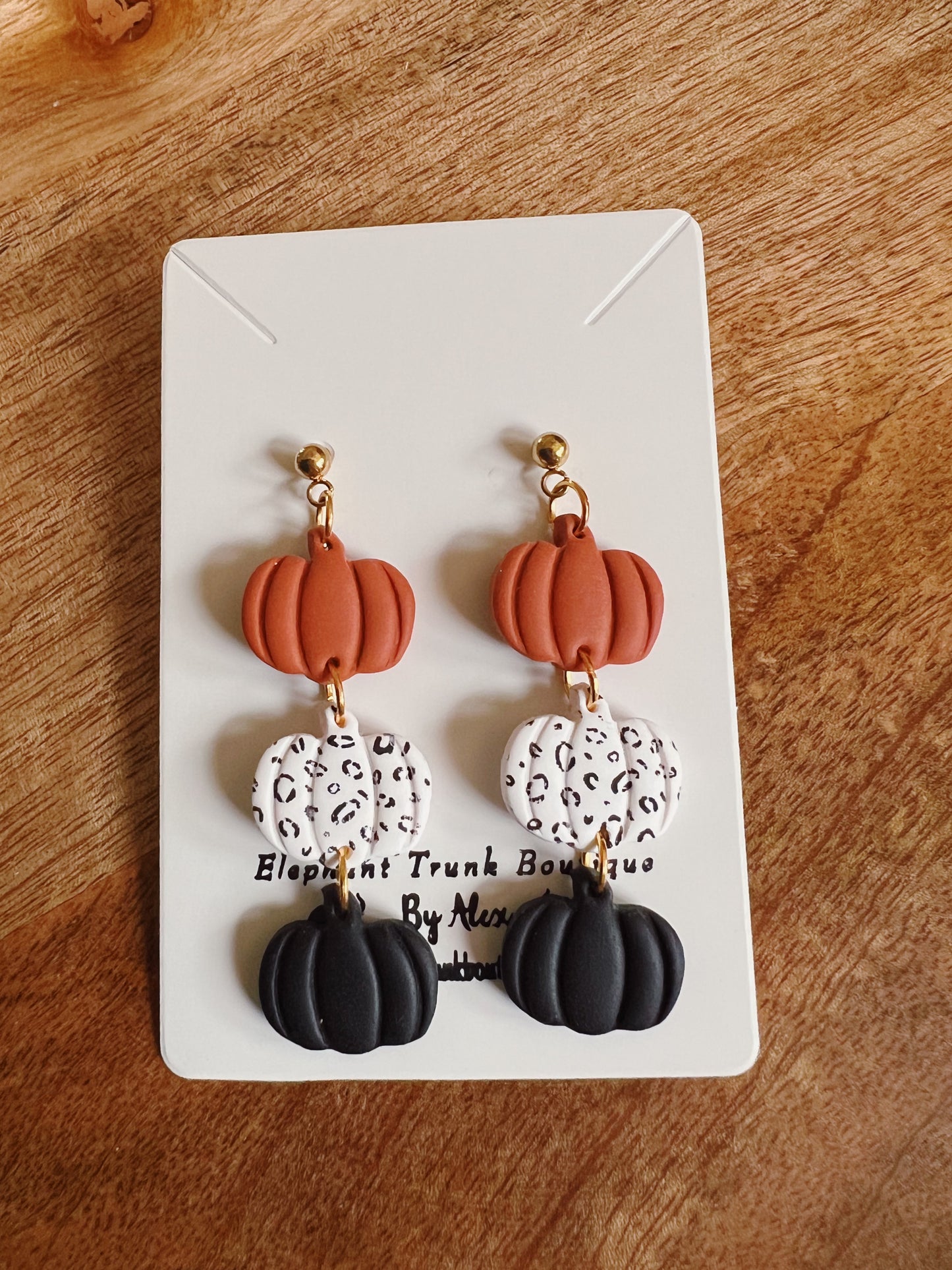 Pumpkin Trio Clay Dangle Earrings