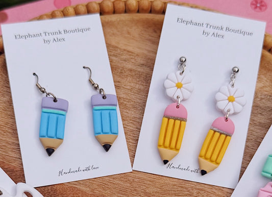 Teacher Pencil Clay Dangle Earrings