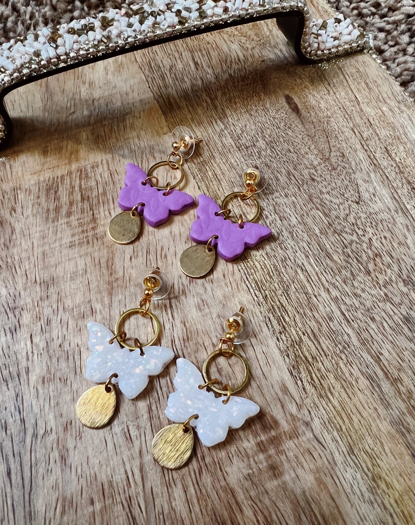 Butterfly Dangle Clay Earrings