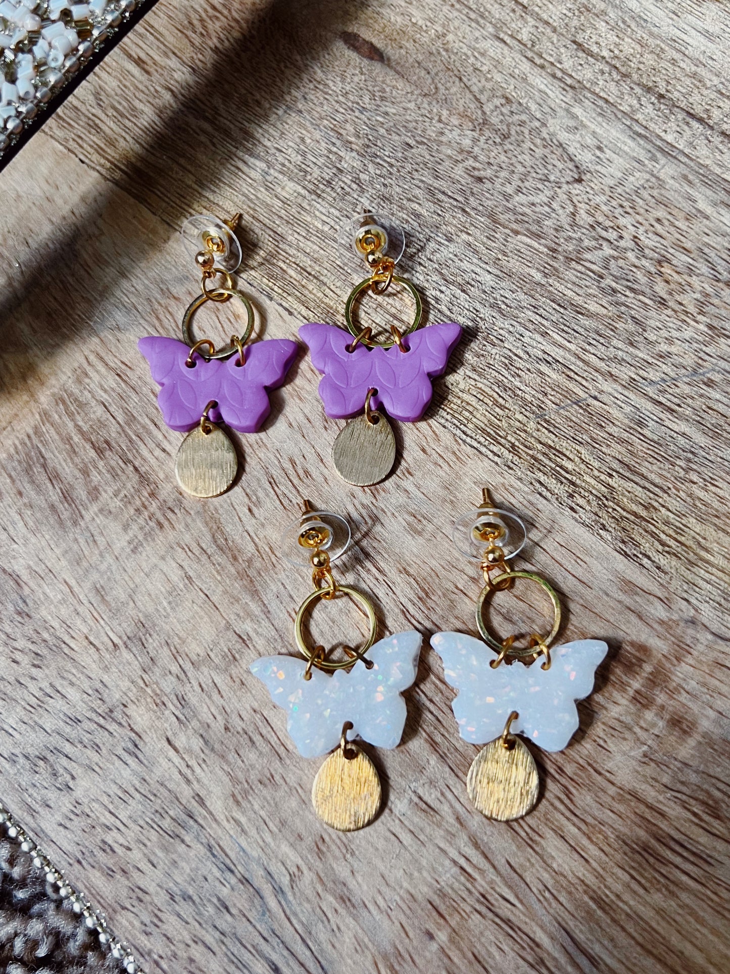 Butterfly Dangle Clay Earrings