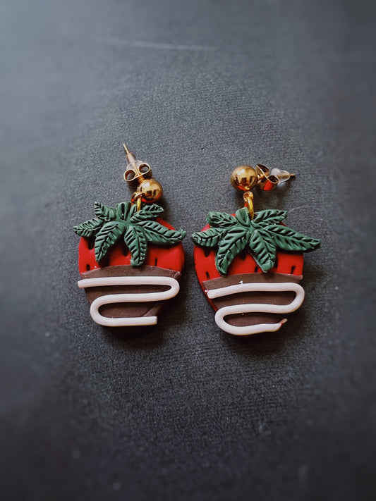 Chocolate Covered Strawberry Earrings