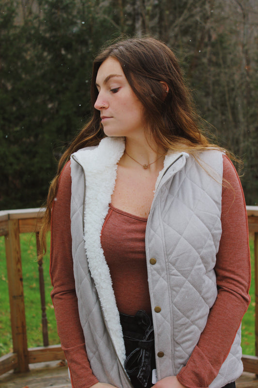 Quilted Reversible Sherpa Vest